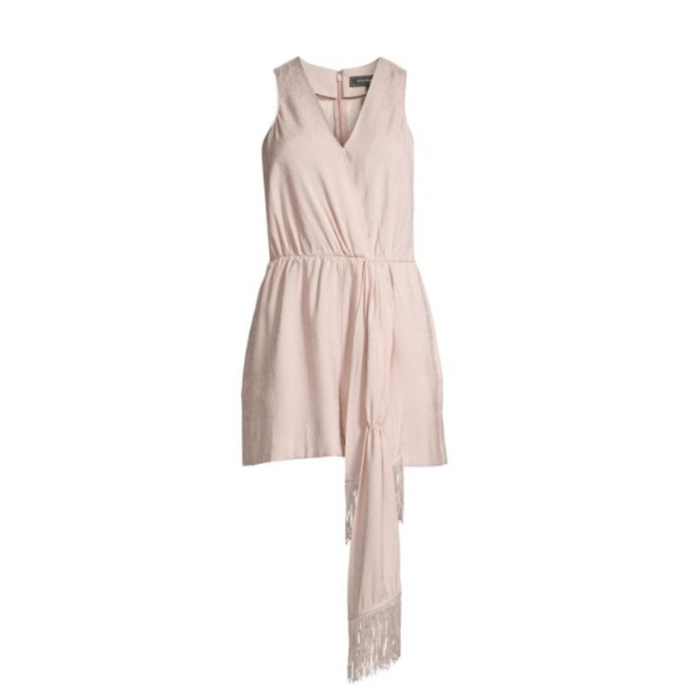 BCBGMAXAZRIA Romper Womens 10 Pink Fringed Drape Cocktail Party Jumpsuit‎